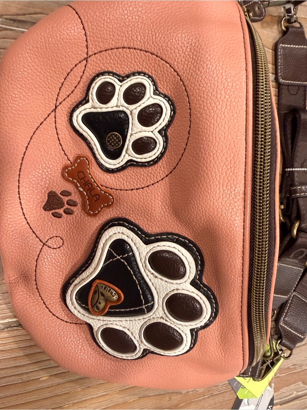 CHALA Pink Paw Print Faux Leather Waist Pack Fanny Pack RFID Blocking Zip - Picture 6 of 11